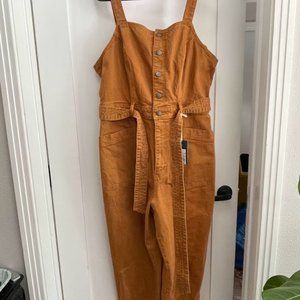 Universal Thread Brown Tie-Front Denim Overalls